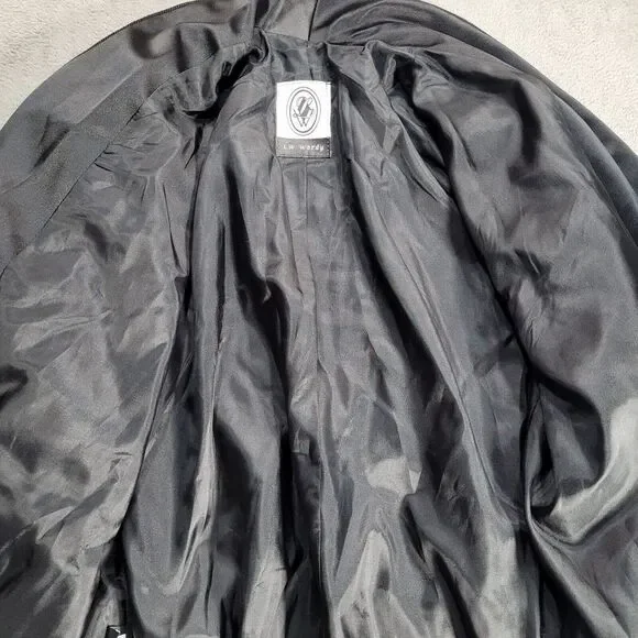 LW WARDY Black PinStripe Velvet Satin Collar Smoking Jacket Blazer Small Vintage